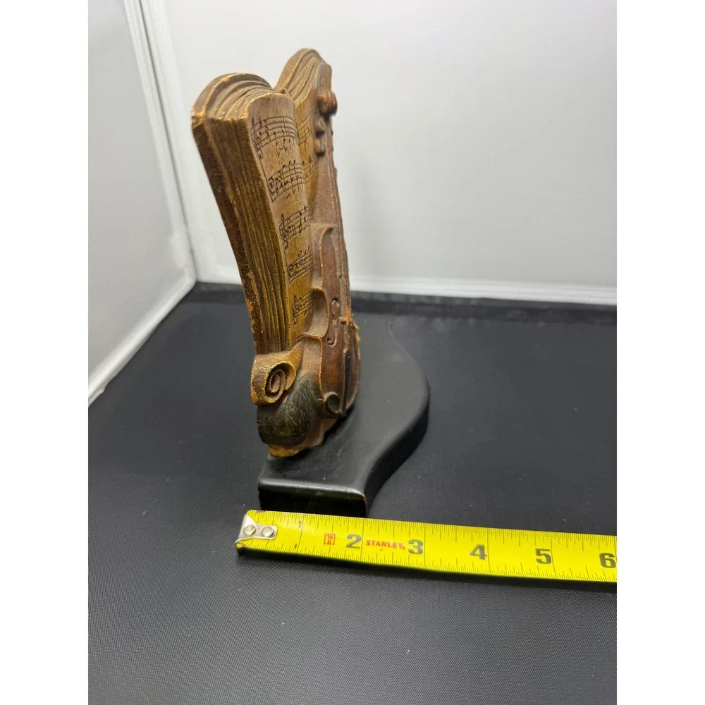 Vintage Syroco Wood Violin Music Book Statue Figurine‎ Decor collectible